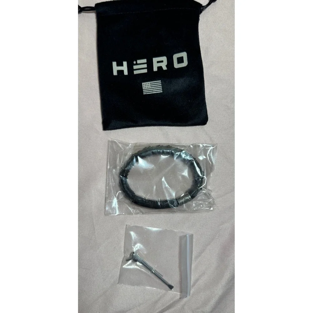 Hero Legacy Black Leather Bracelet Gunmetal Stainless Steel Paw Print ID New